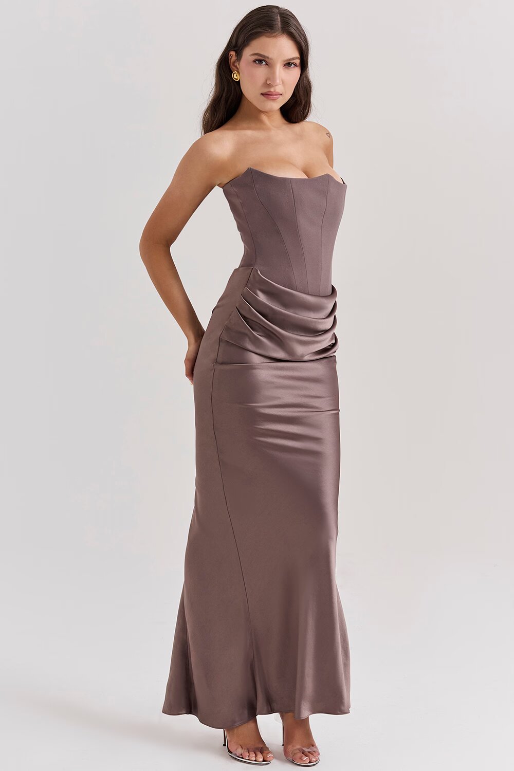 Rossana - Silk Strapless Maxi Dress by Ares Milano