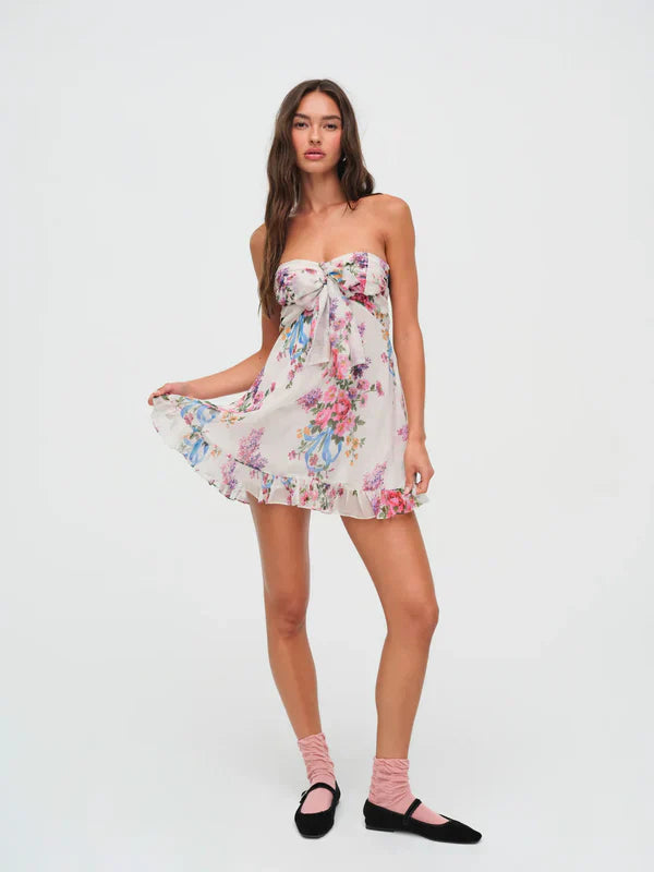 Norma - Celeste Floral Mini Dress by Ares Milano