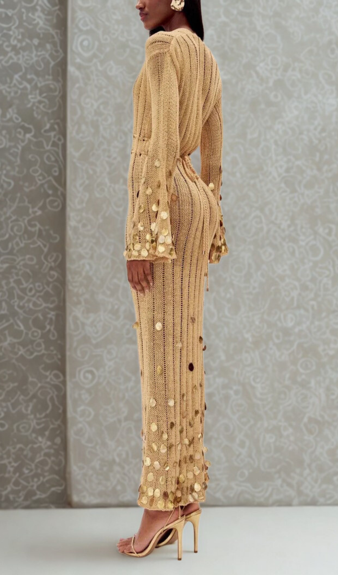 Lisa - Gold Maxi Dress by Ares Milano