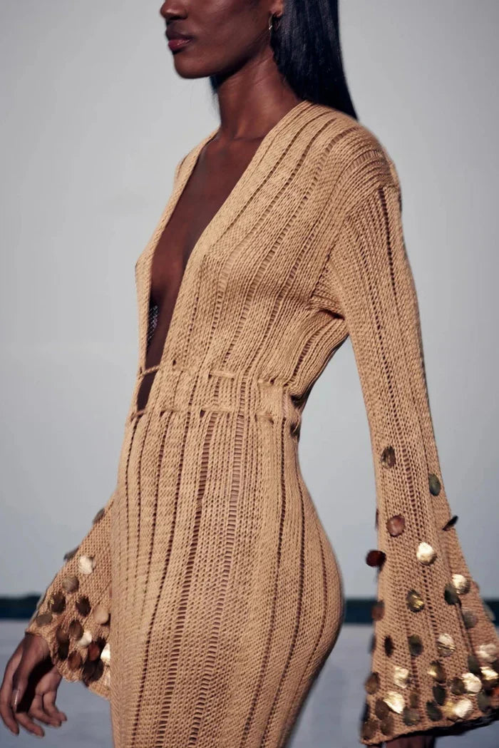 Lisa - Gold Maxi Dress by Ares Milano