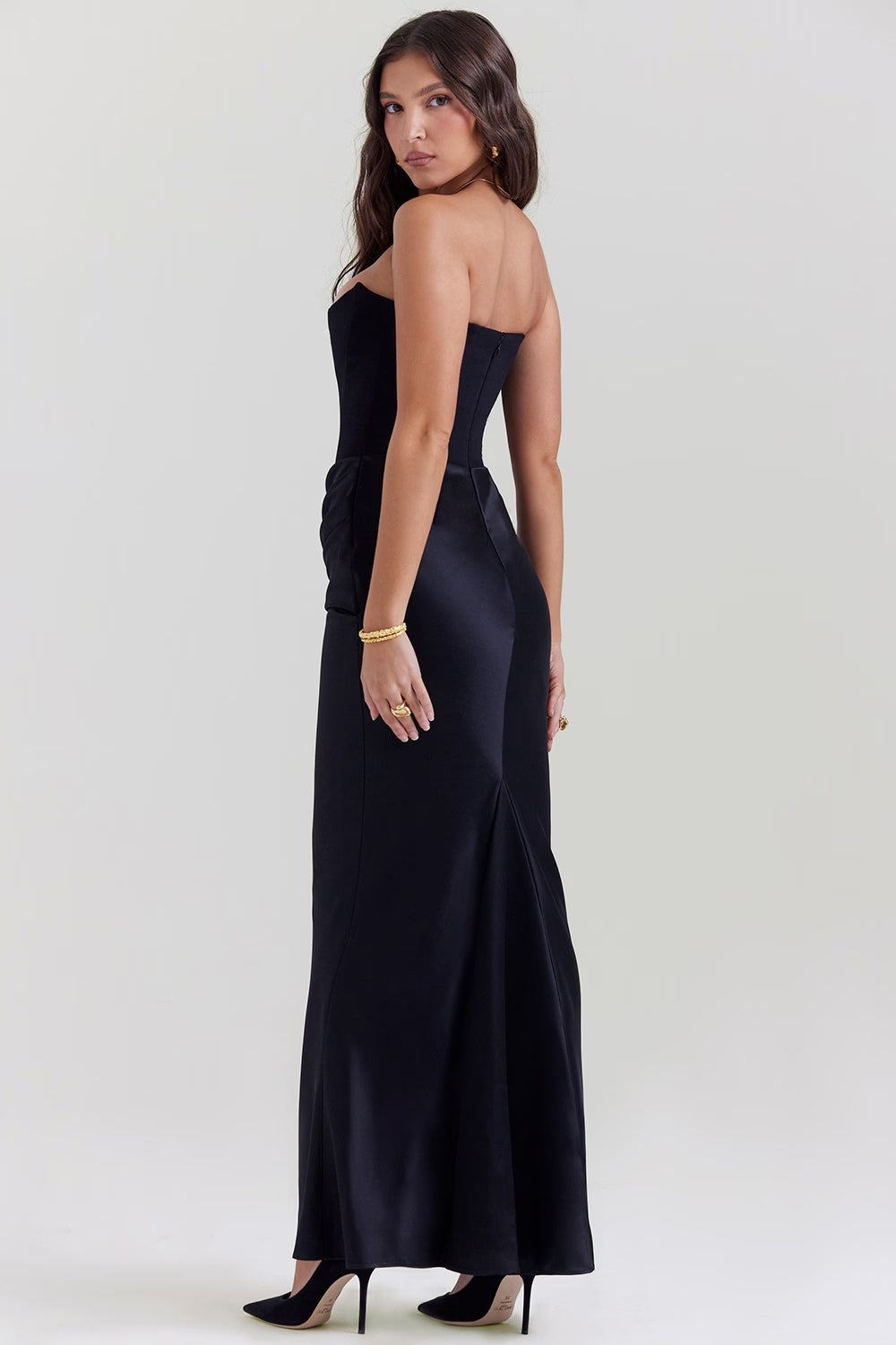 Rossana - Silk Strapless Maxi Dress by Ares Milano