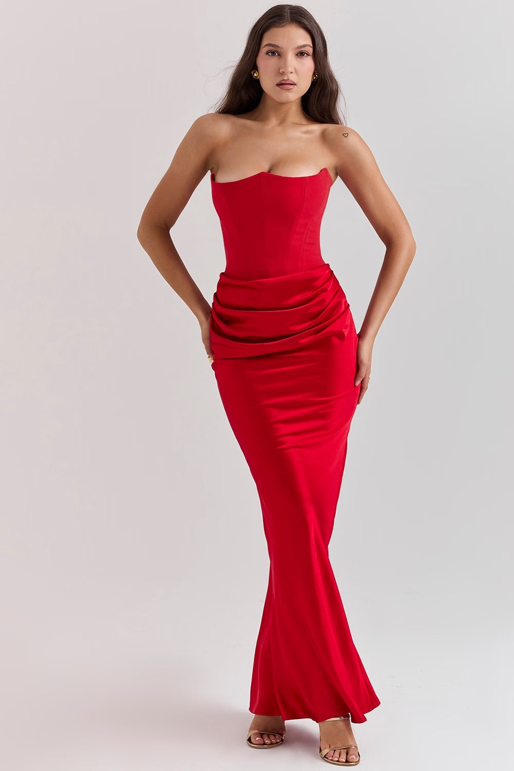Rossana - Silk Strapless Maxi Dress by Ares Milano