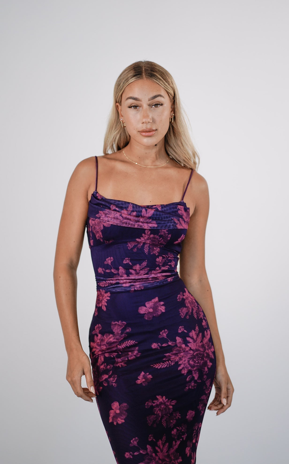 Melania - Navy Floral Maxi Dress by Ares Milano