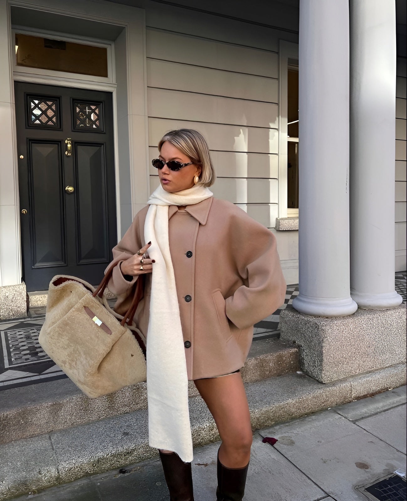 Ampelia - Wool Camel Coat by Ares Milano