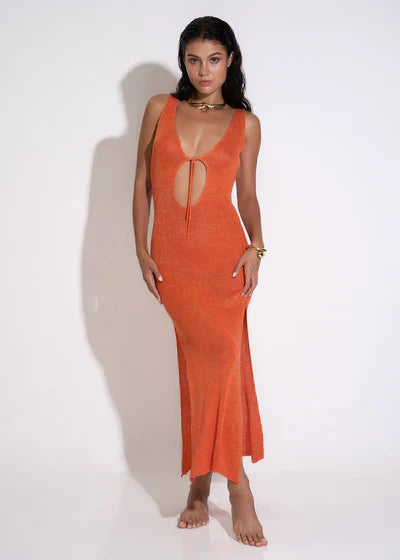 Magda - Burnt Orange Maxi Front Tie 60% by Ares Milano