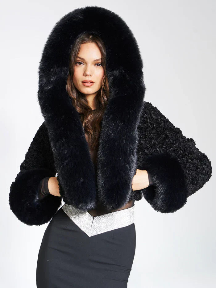 Agata - Faux Fur Coat Hood Luxe by Ares Milano