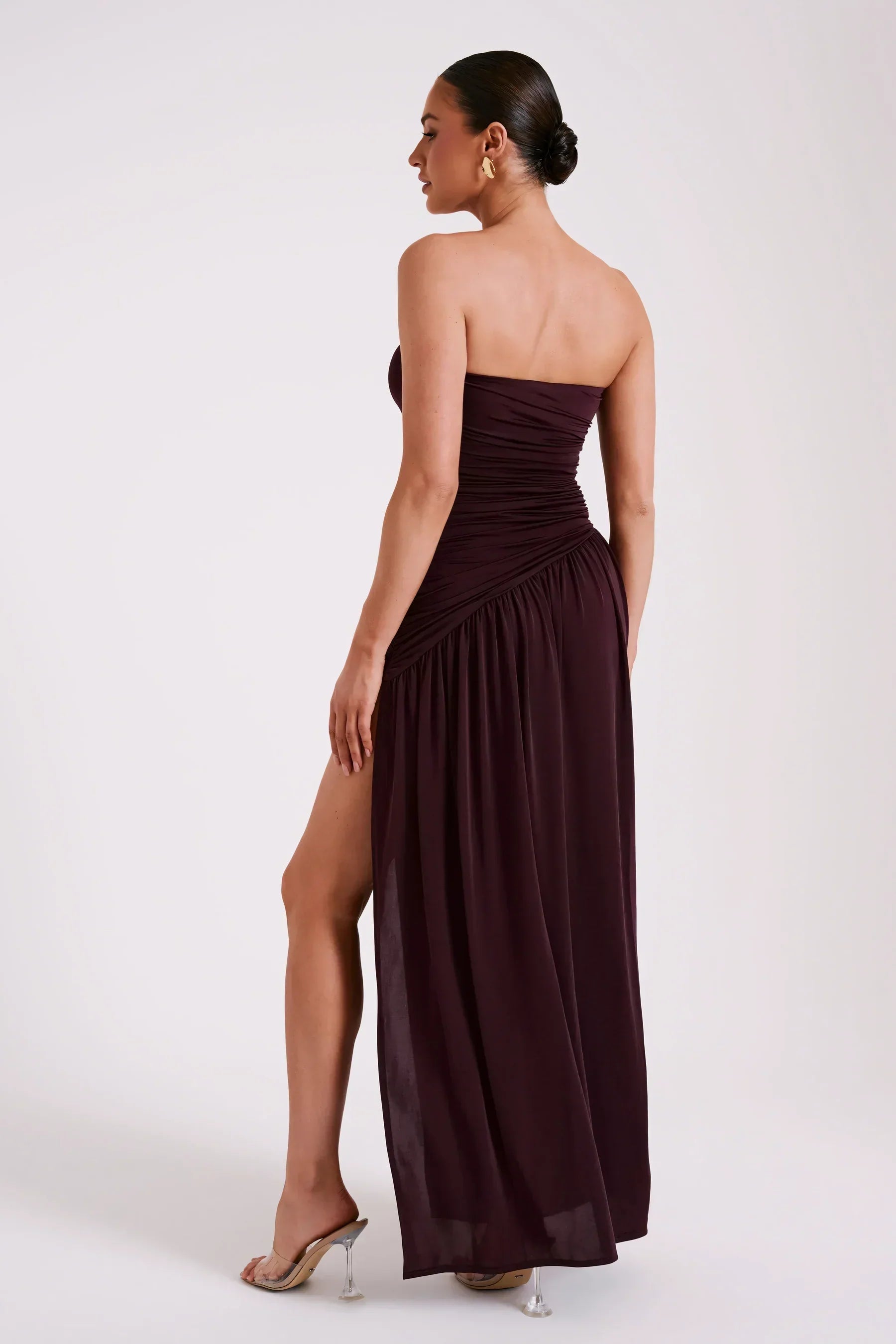 Nunzia - Plum Strapless Ruched Dress by Ares Milano