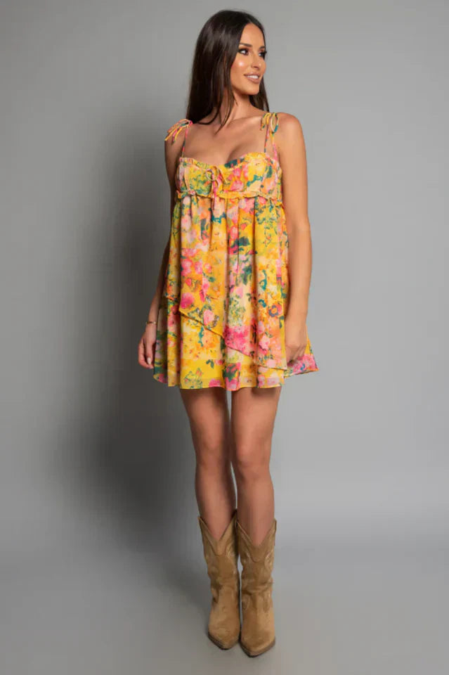 Martina - Floral Chiffon Dress by Ares Milano