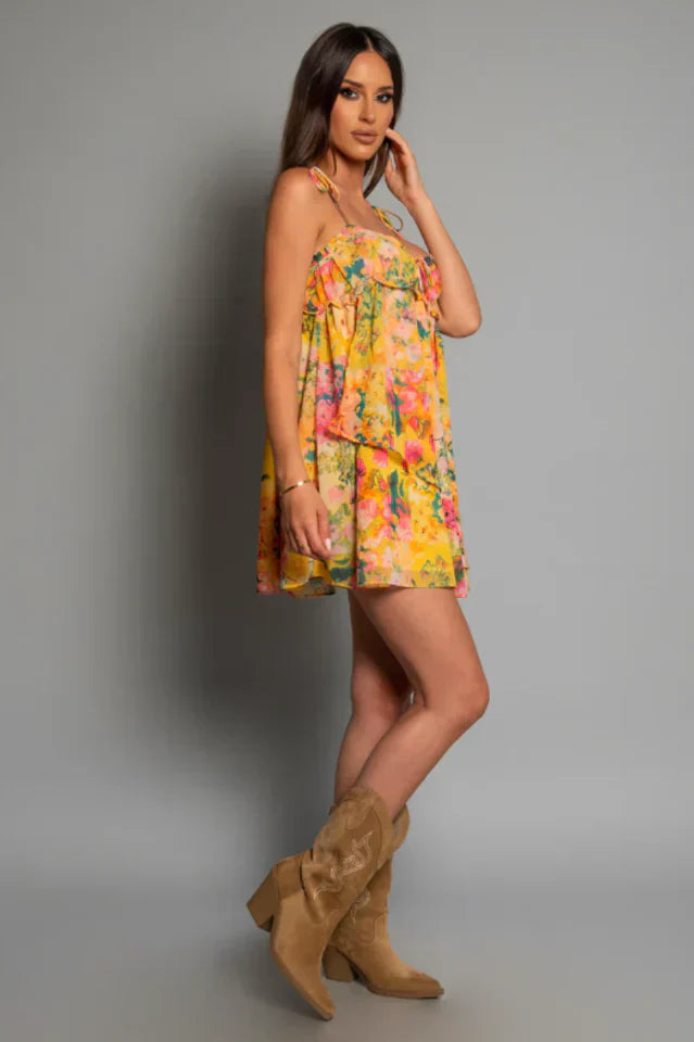 Martina - Floral Chiffon Dress by Ares Milano