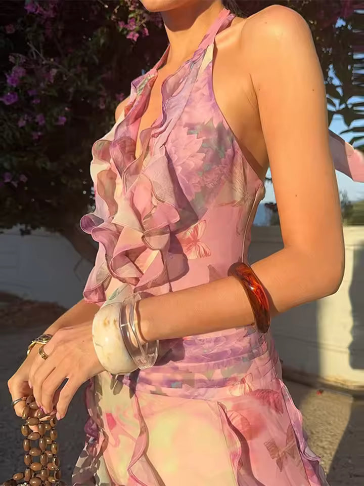 Ramona - Navy Pleated Maxi Dress by Ares Milano