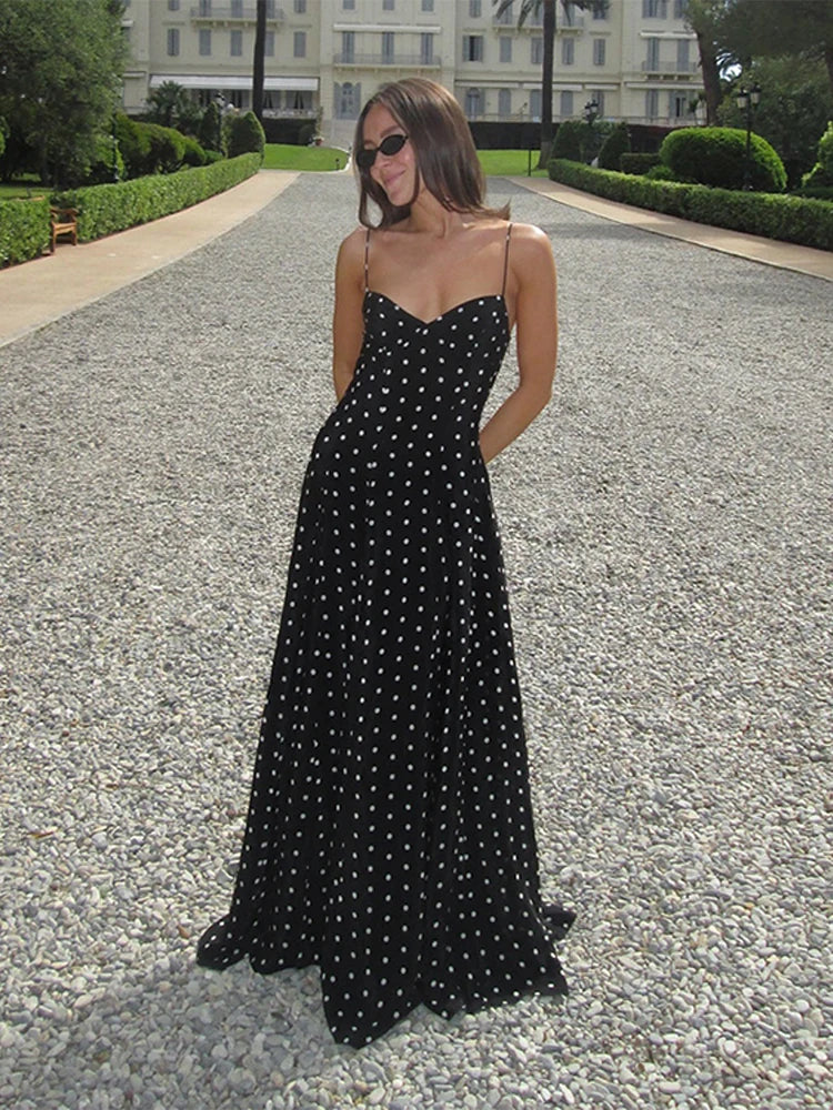 Leonilda - Polka Dot Velvet Maxi Dress by Ares Milano