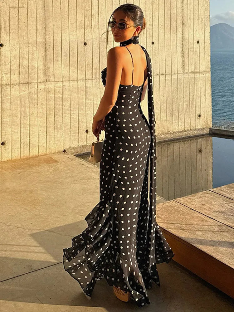 Leonilda - Polka Dot Velvet Maxi Dress by Ares Milano