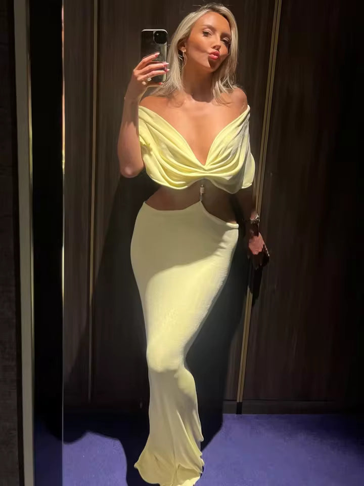 Nella - Lemon Maxi Dress Stretch by Ares Milano