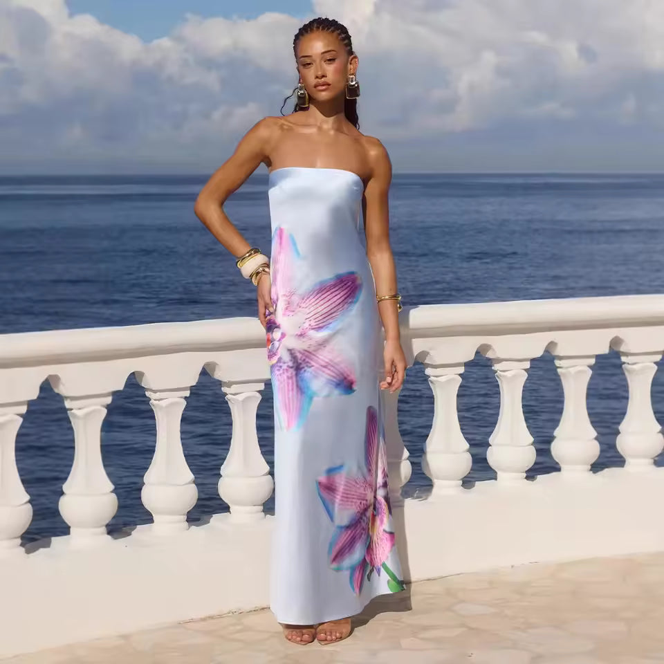 Porzia - Halter Maxi Dress Sunset Gradient by Ares Milano