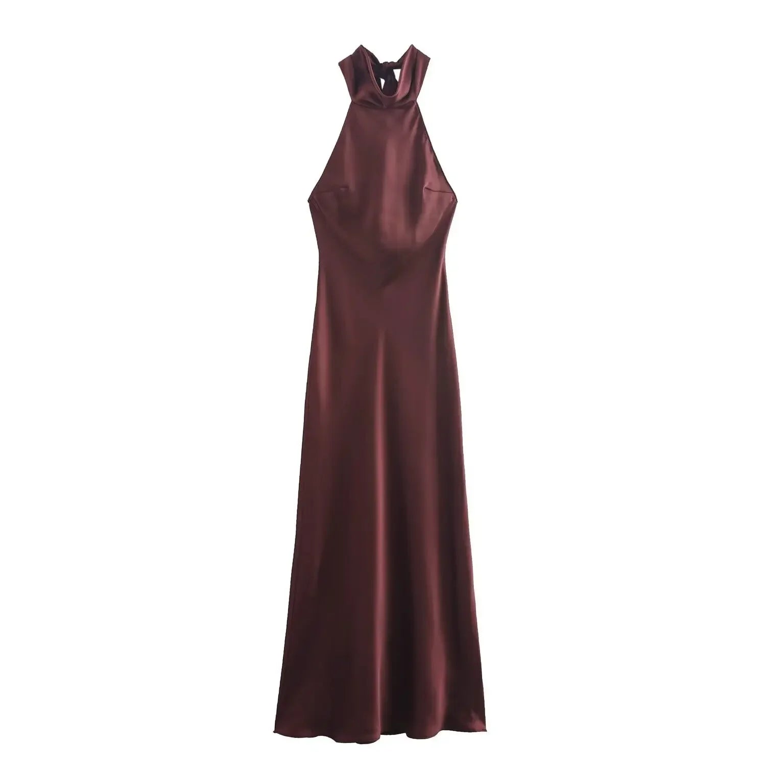 Liana - Satin Halter Neck Maxi Dress by Ares Milano