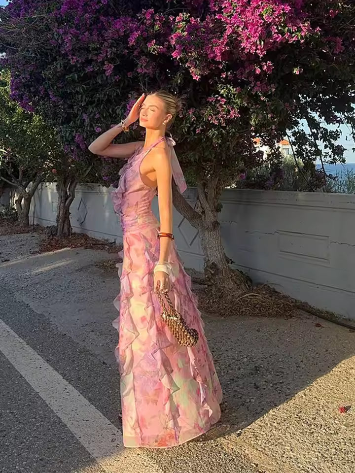 Ramona - Navy Pleated Maxi Dress by Ares Milano