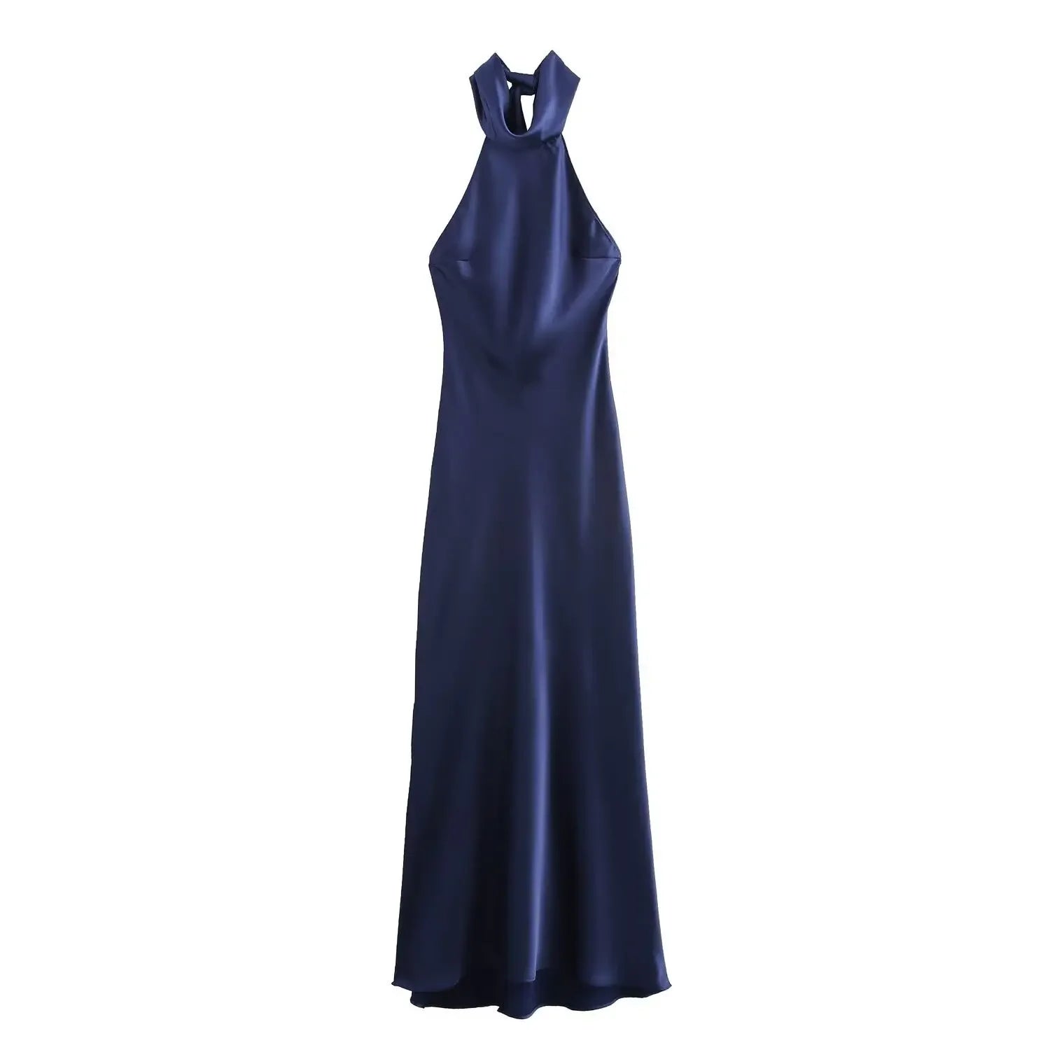 Liana - Satin Halter Neck Maxi Dress by Ares Milano
