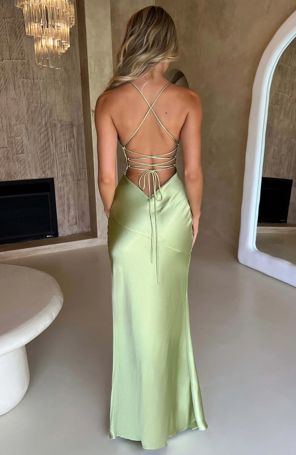 Ivonne - Satin Maxi Dress by Ares Milano