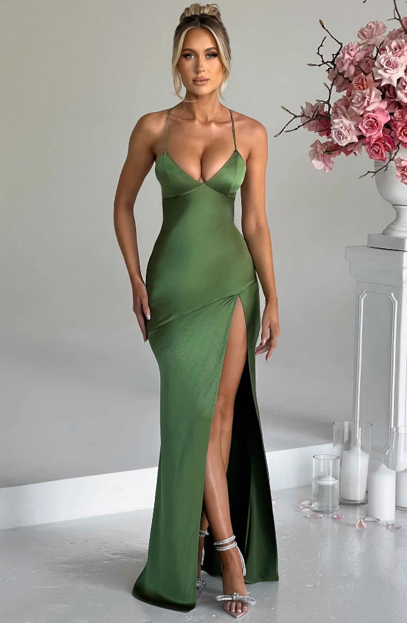 Ivonne - Satin Maxi Dress by Ares Milano