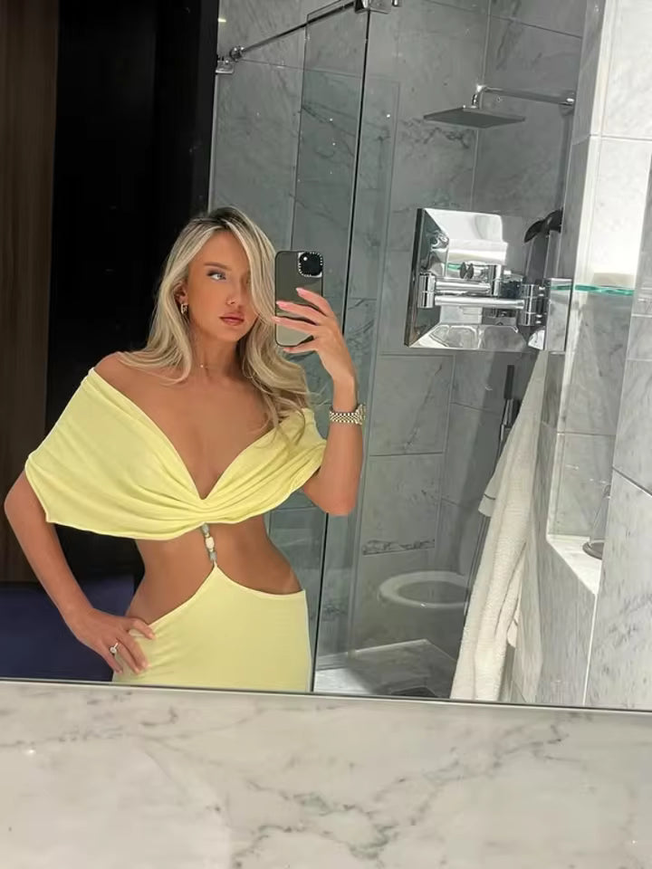 Nella - Lemon Maxi Dress Stretch by Ares Milano