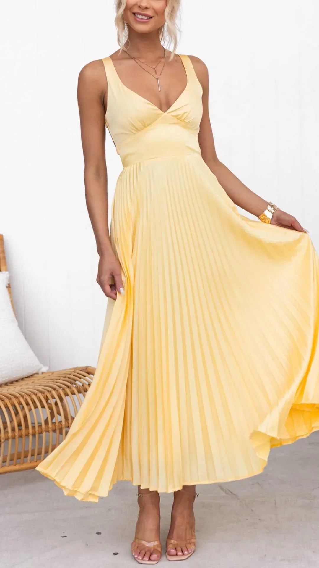 Palmina - Sunlit Pleated Dress by Ares Milano