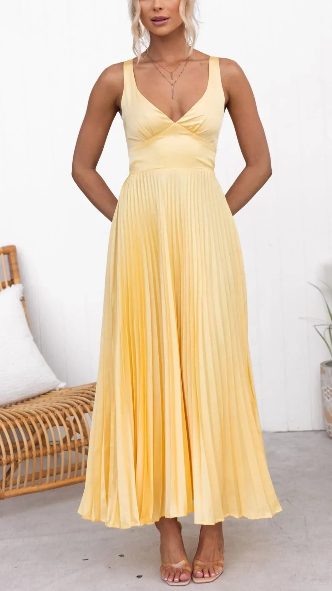 Palmina - Sunlit Pleated Dress by Ares Milano