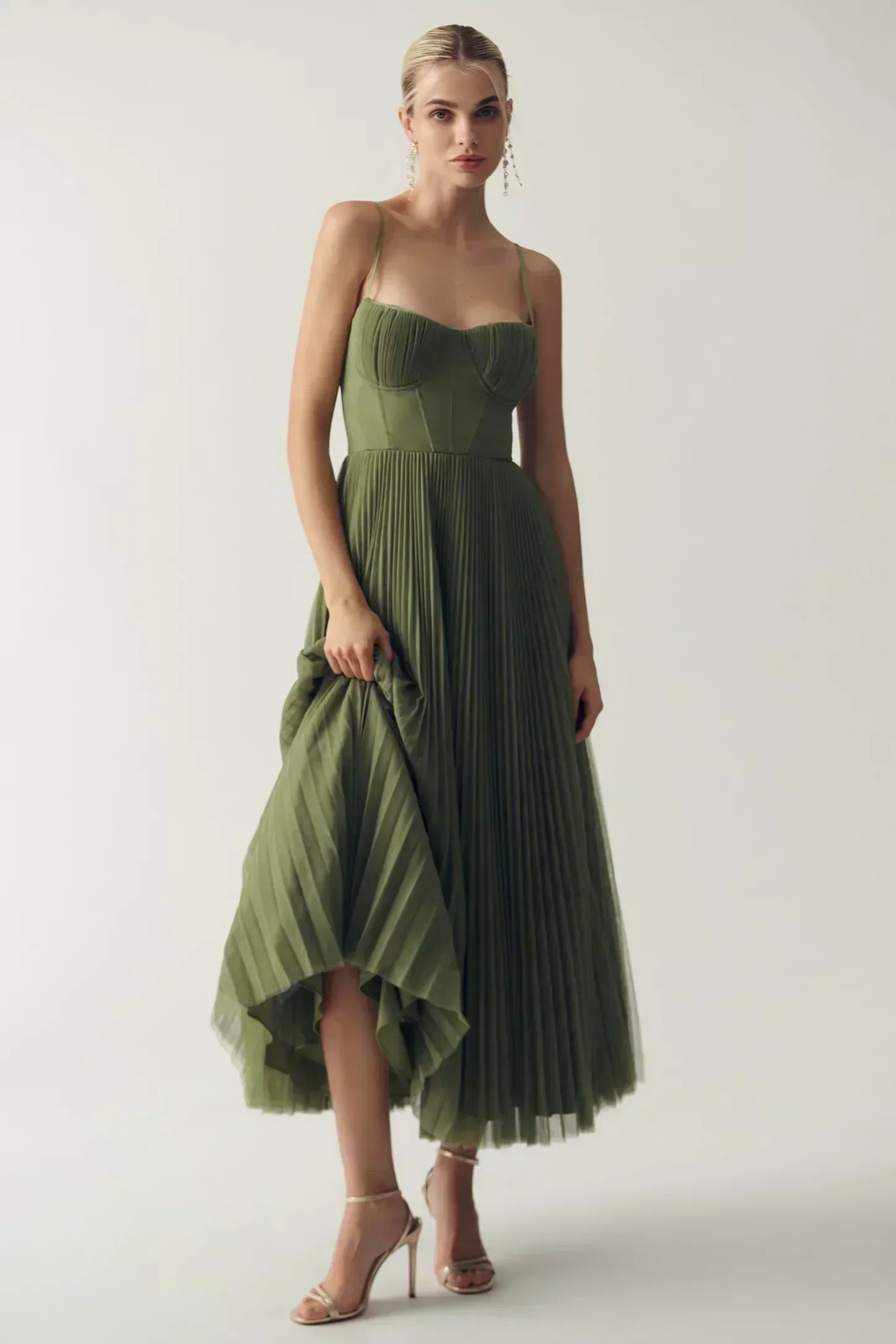 Samuela - Silk Pleated Maxi Dress by Ares Milano