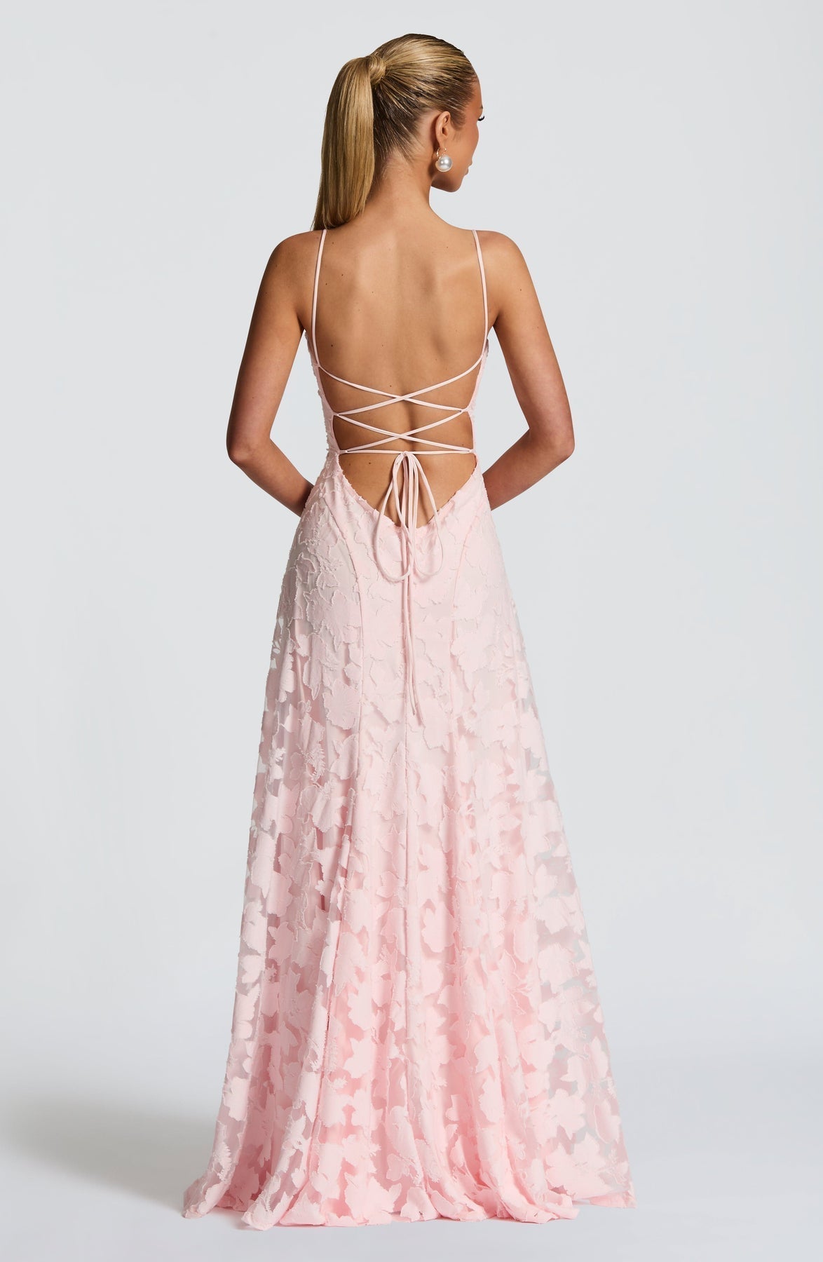 Rosina - Blush Embossed Maxi Dress by Ares Milano