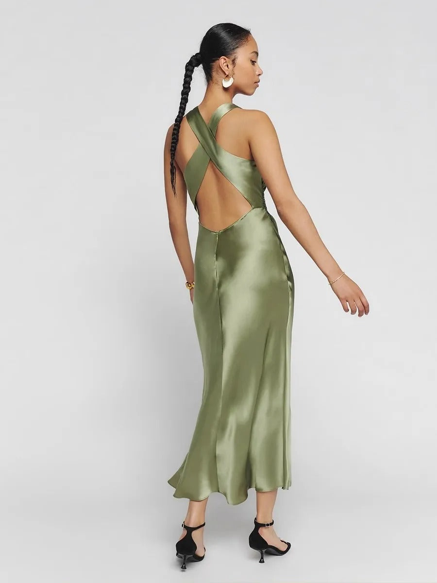 Irma - Satin Maxi Dress by Ares Milano