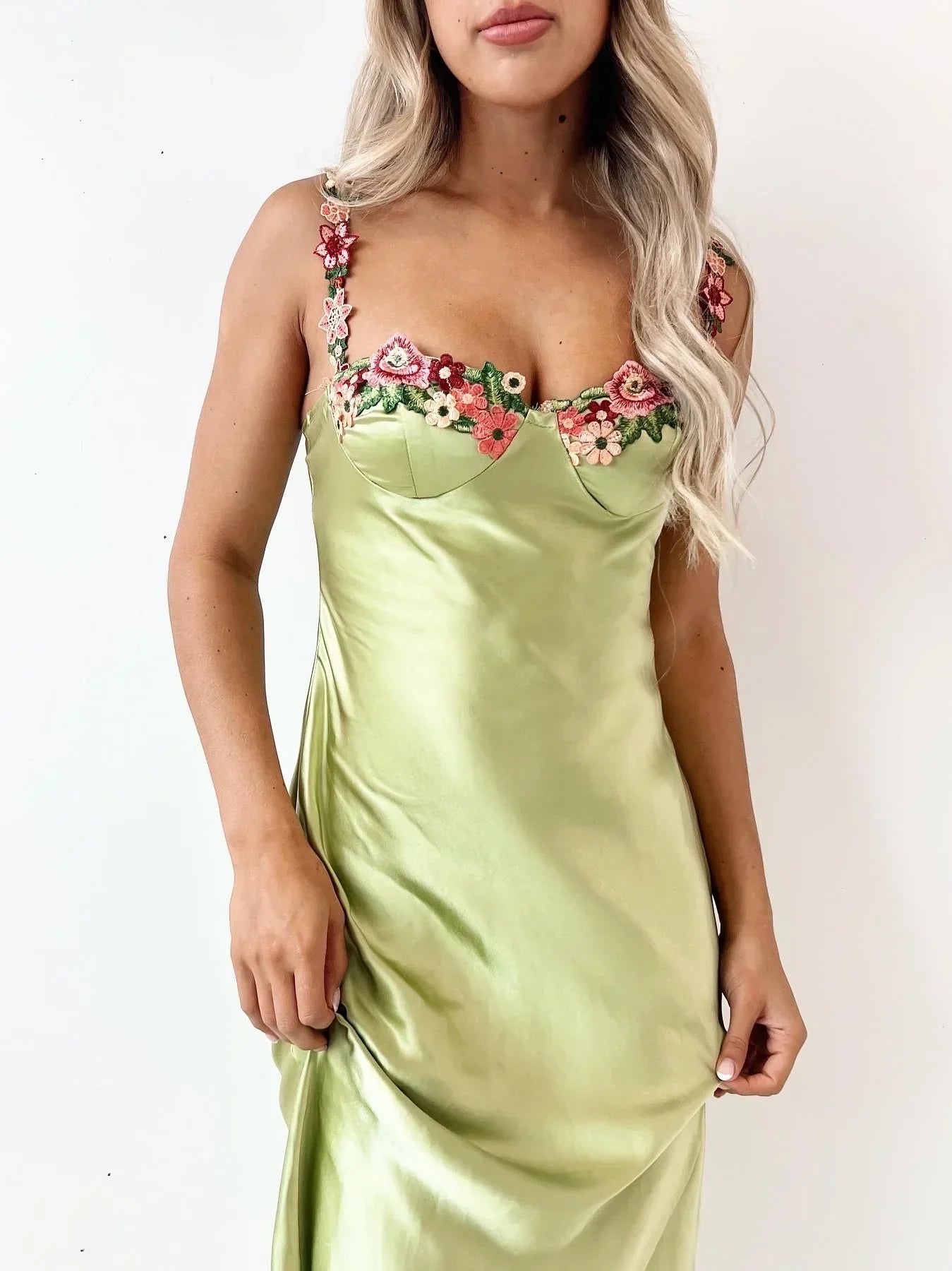 Morena - Satin Maxi Dress by Ares Milano