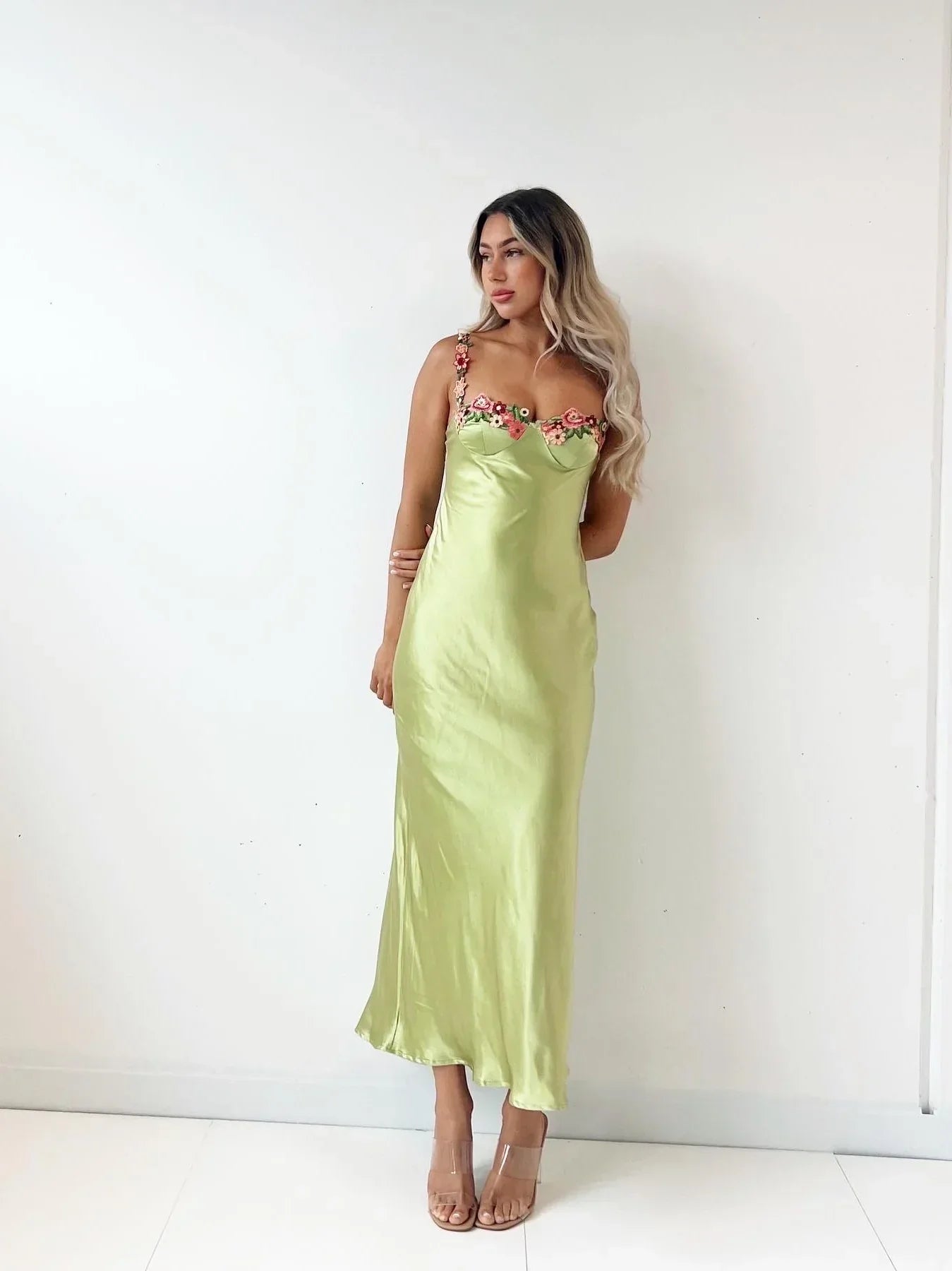 Morena - Satin Maxi Dress by Ares Milano