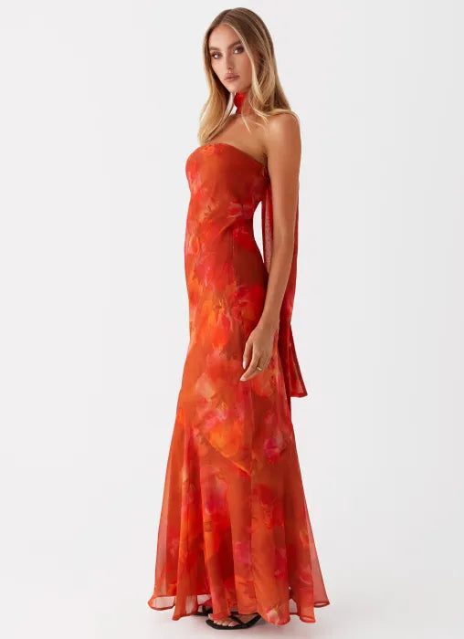 Mercedes - Burnt Orange Strapless Maxi by Ares Milano