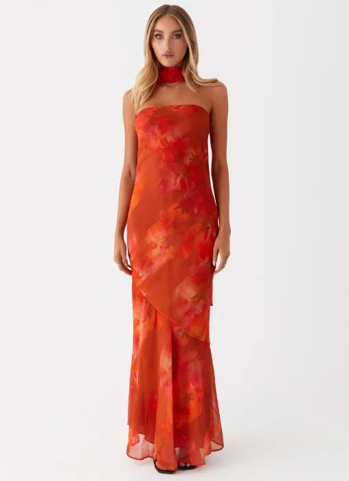 Mercedes - Burnt Orange Strapless Maxi by Ares Milano