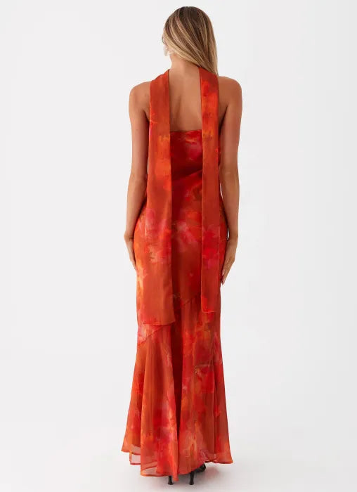 Mercedes - Burnt Orange Strapless Maxi by Ares Milano