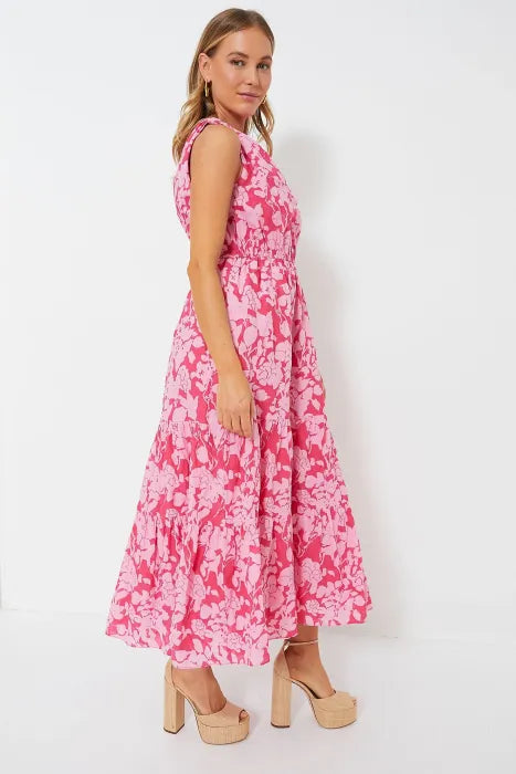 Mariella - Pink Floral Maxi Dress by Ares Milano