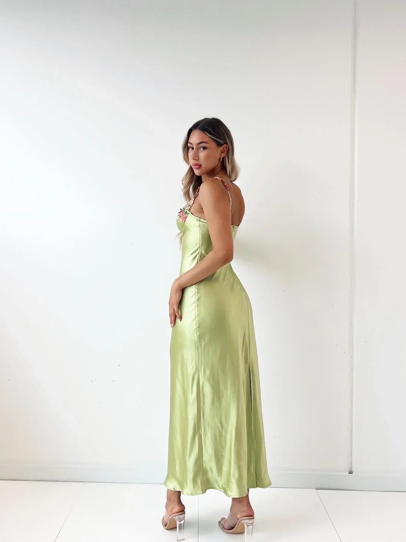 Morena - Satin Maxi Dress by Ares Milano