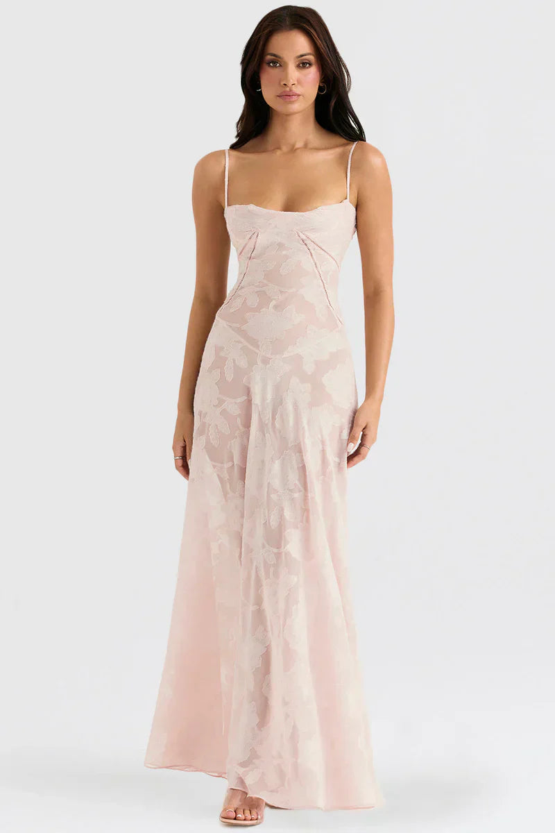Ines - Blush Silk Lamé Maxi Couture by Ares Milano